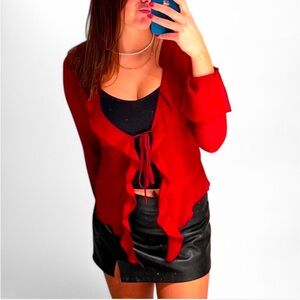 Sheer Long Sleeve Ruffle top